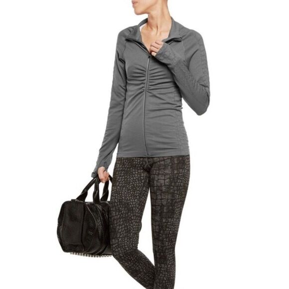 Yummie Heather Thompson Ruched Running Jacket Full Zip Stretch‎ Womens Gray - Picture 1 of 7